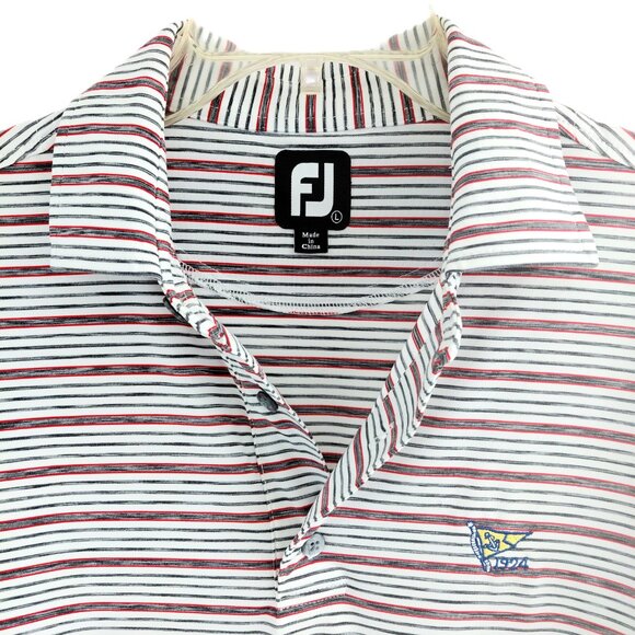 FootJoy Short Sleeve Polo Shirt Size LARGE Multi-Color Stripe Embroidered Anchor - Picture 2 of 8